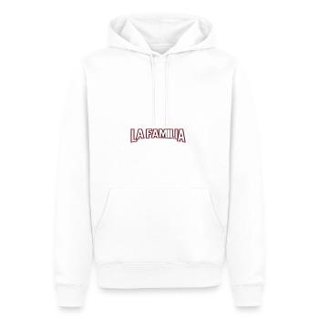 LA FAMILIA - Männer Premium Bio Hoodie - Weiß - Vorne - Nico (187cm)