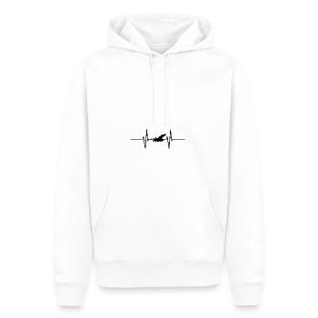 Herzschlag mit Jet / Flugzeug - Männer Premium Bio Hoodie - Weiß - Vorne - Nico (187cm)