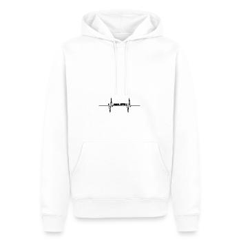 Herzschlag mit Zug / Lokomotive - Männer Premium Bio Hoodie - Weiß - Vorne - Nico (187cm)