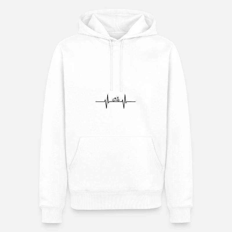 Herzschlag mit Moppet / Roller - Männer Premium Bio Hoodie - Weiß
