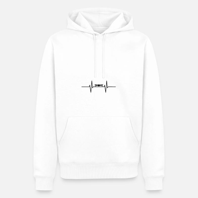 Battement de cœur avec drone - Sweat à capuche Premium bio Homme - blanc