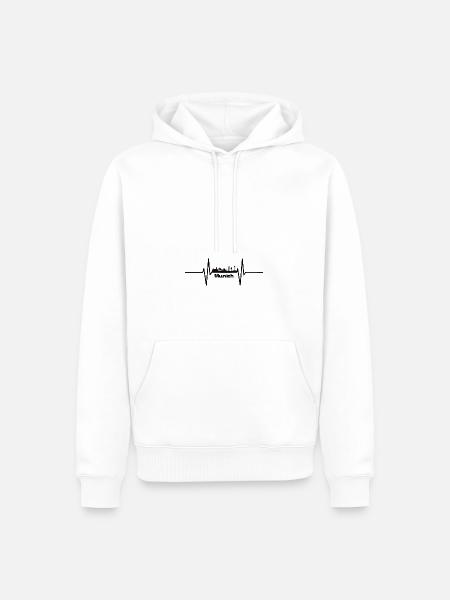 Herzschlag mit Skyline München - Männer Premium Bio Hoodie - Weiß