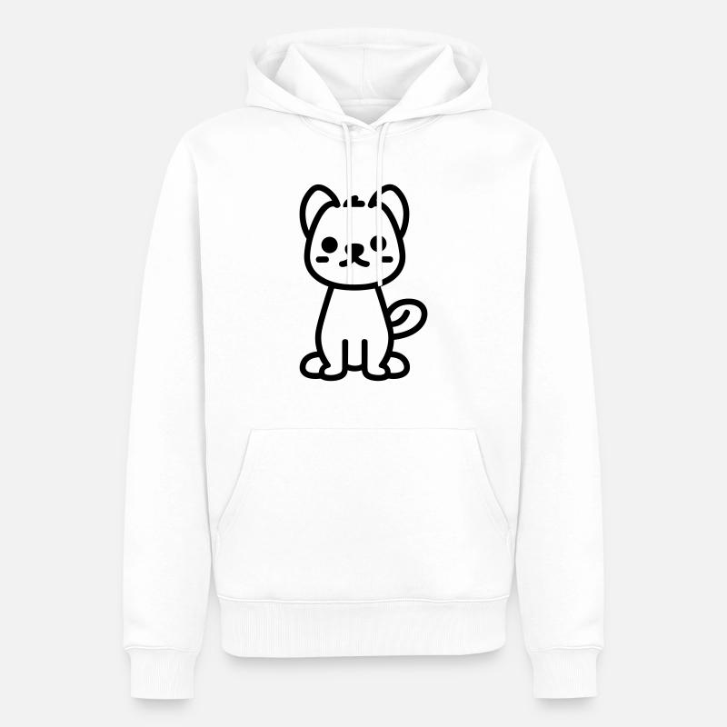 Chien - Sweat à capuche Premium bio Homme - blanc