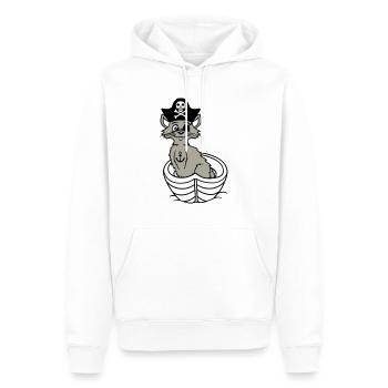 Pirat Katze Seeräuber Augenklappe Hut Ruderboot - Männer Premium Bio Hoodie - Weiß - Vorne - Nico (187cm)