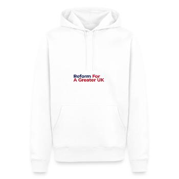Reform For A Greater UK - Men’s Premium Organic Hoodie - white - Front - Nico (187cm)