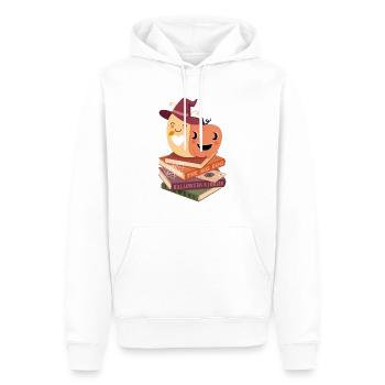 Snail on Halloween book pile - Men’s Premium Organic Hoodie - white - Front - Nico (187cm)