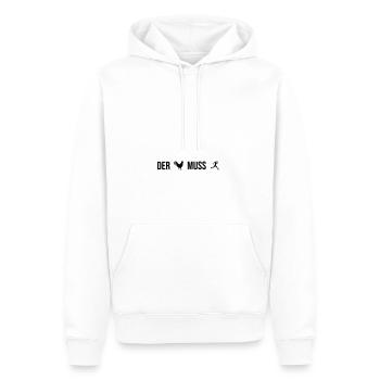 Der Hahn muss laufen - Männer Premium Bio Hoodie - Weiß - Vorne - Nico (187cm)