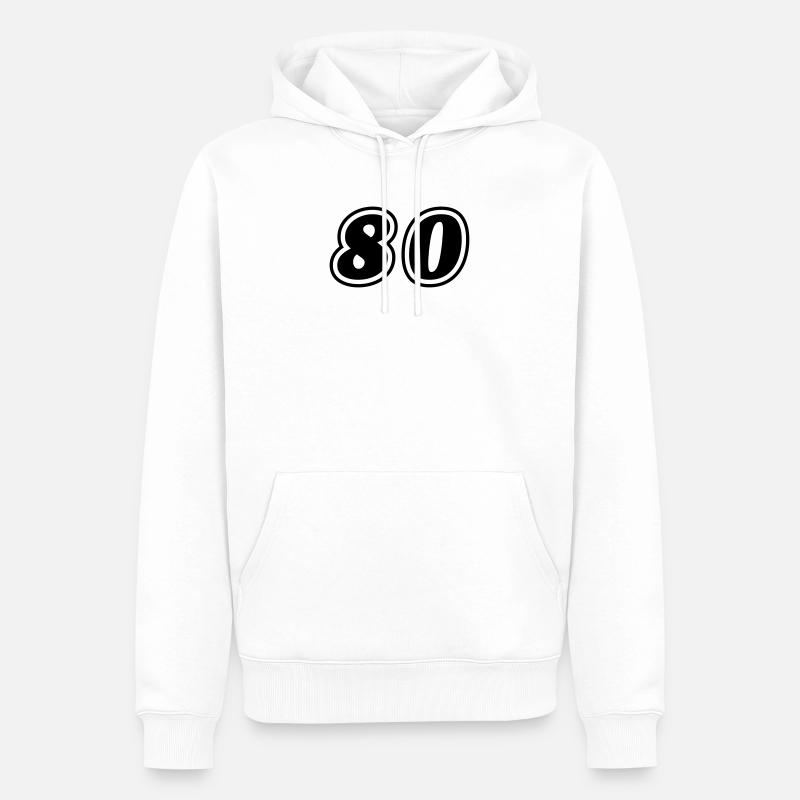 Symbole de nombre 80 - Sweat à capuche Premium bio Homme - blanc