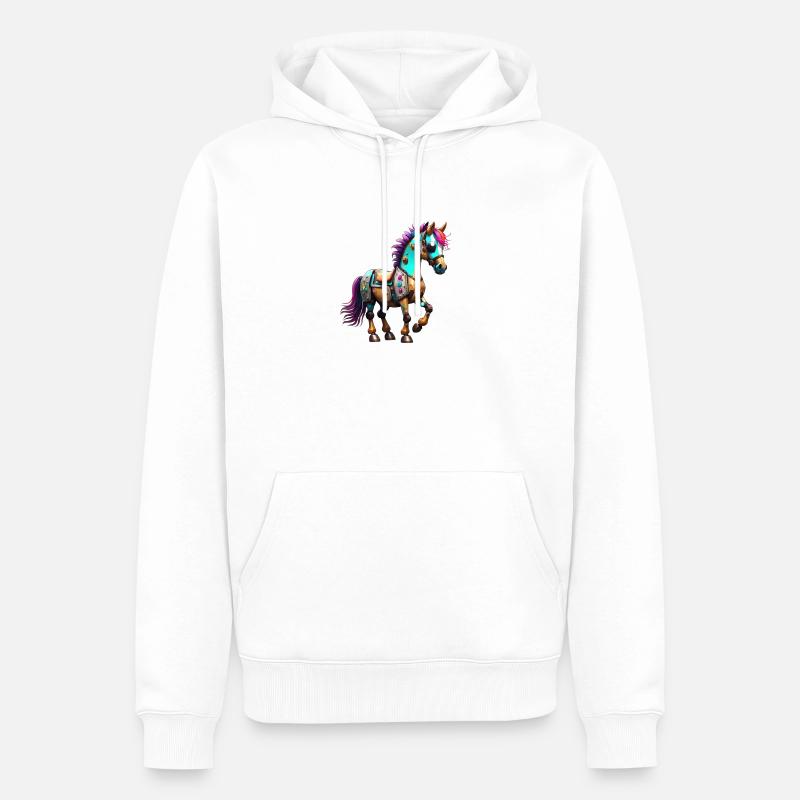 Robot Cheval - Sweat à capuche Premium bio Homme - blanc