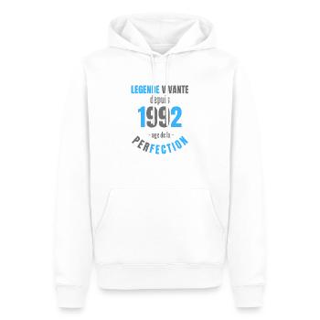 Légende vivante depuis 1992 cadeau anniversaire - Sweat à capuche Premium bio Homme - blanc - Devant - Nico (187cm)