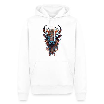 Mandala Cow Indian Bohemian Spirit Design - Sweat à capuche Premium bio Homme - blanc - Devant - Nico (187cm)