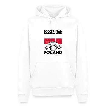 Poland Soccer Football 2022 WM - Sweat à capuche Premium bio Homme - blanc - Devant - Nico (187cm)