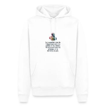T-shirts Stoïcisme : L'inspiration à portée de soi - Sweat à capuche Premium bio Homme - blanc - Devant - Nico (187cm)
