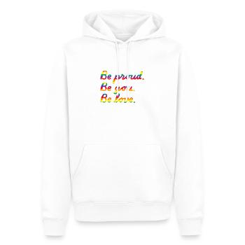 Be proud. Rainbow - Männer Premium Bio Hoodie - Weiß - Vorne - Nico (187cm)
