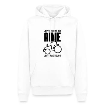 juste un mec qui aime les tracteurs - Sweat à capuche Premium bio Homme - blanc - Devant - Nico (187cm)