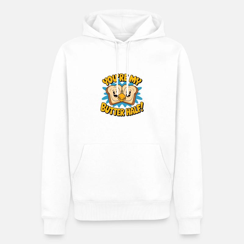 Tu es ma moitié de beurre - Sweat à capuche Premium bio Homme - blanc
