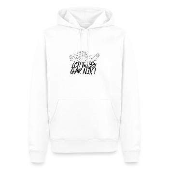 Ich muss gar nix Katze Mittelfinger lustig - Männer Premium Bio Hoodie - Weiß - Vorne - Nico (187cm)