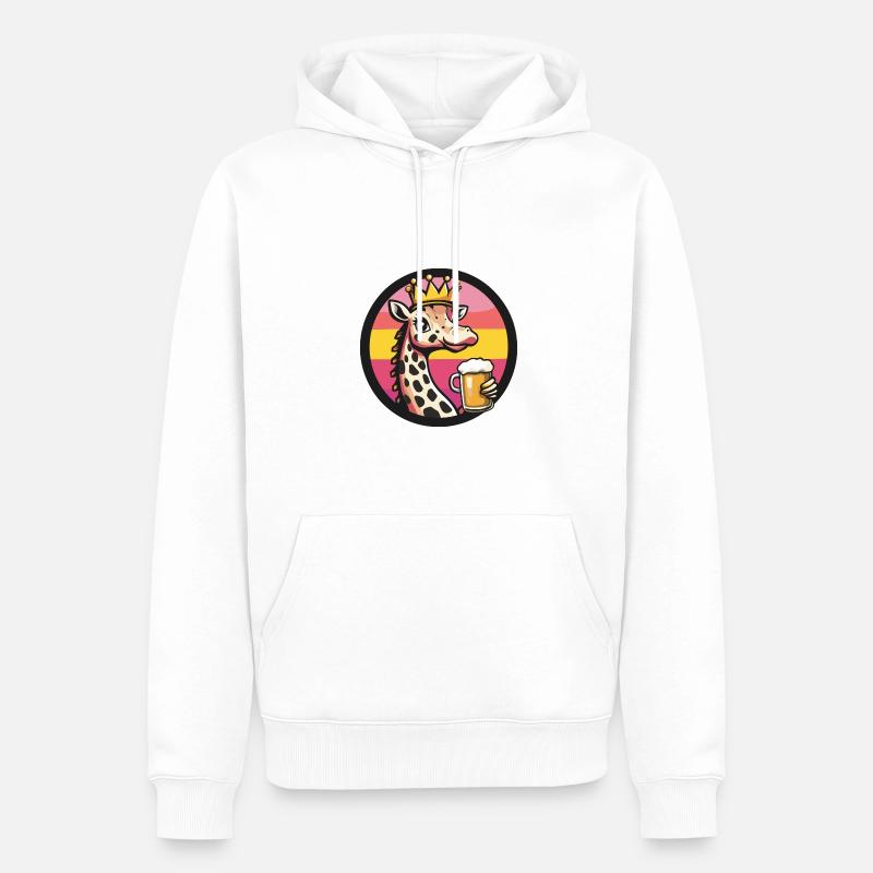 Giraffe Bier Comic - Männer Premium Bio Hoodie - Weiß