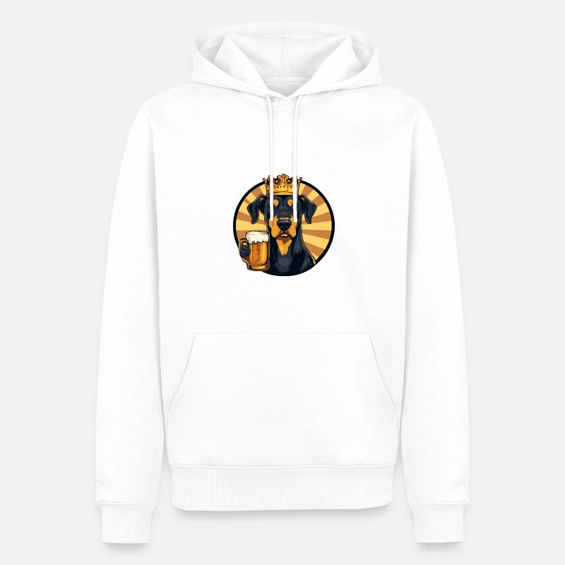 Dobermann Hund Bier Comic - Männer Premium Bio Hoodie - Weiß