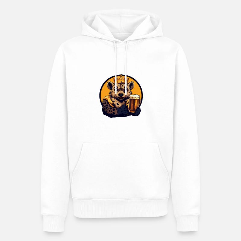 Hyäne Bier Comic - Männer Premium Bio Hoodie - Weiß