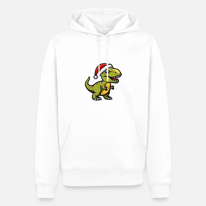 Dinosaure T-Rex Noël - Sweat à capuche Premium bio Homme - blanc