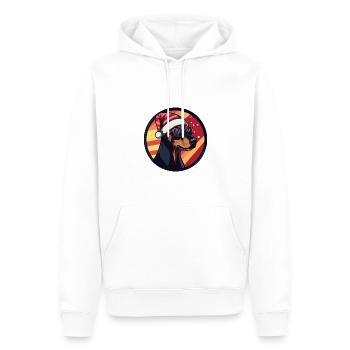 Doberman chien Noël cool - Sweat à capuche Premium bio Homme - blanc - Devant - Nico (187cm)