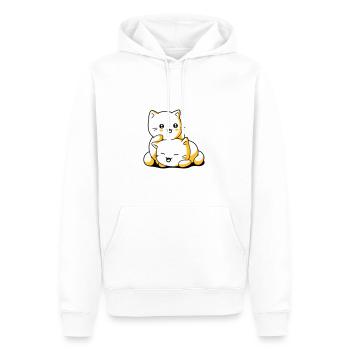 Chatons kawaii chat - Sweat à capuche Premium bio Homme - blanc - Devant - Nico (187cm)