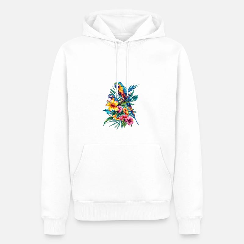 Conception de perroquet - Sweat à capuche Premium bio Homme - blanc