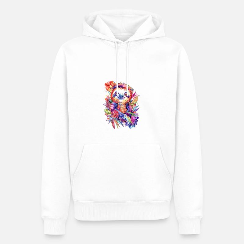 Mignon Bébé Paresseux - Sweat à capuche Premium bio Homme - blanc