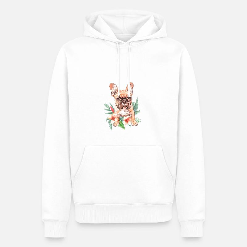 Bouledogue Français - Sweat à capuche Premium bio Homme - blanc