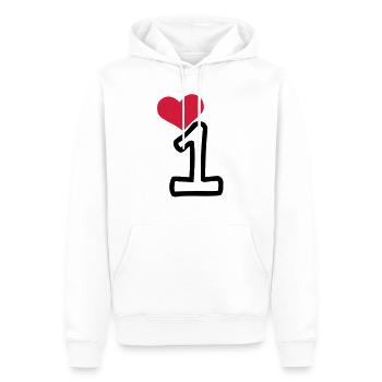 Number 1 & red heart - Men’s Premium Organic Hoodie - white - Front - Nico (187cm)