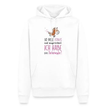 So viele Ponys und ich habe das Schönste - Männer Premium Bio Hoodie - Weiß - Vorne - Nico (187cm)