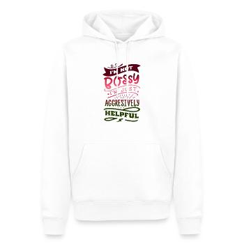 Ich bin nicht bösartig, ich bin nur aggressiv hilfsbereit - Männer Premium Bio Hoodie - Weiß - Vorne - Nico (187cm)