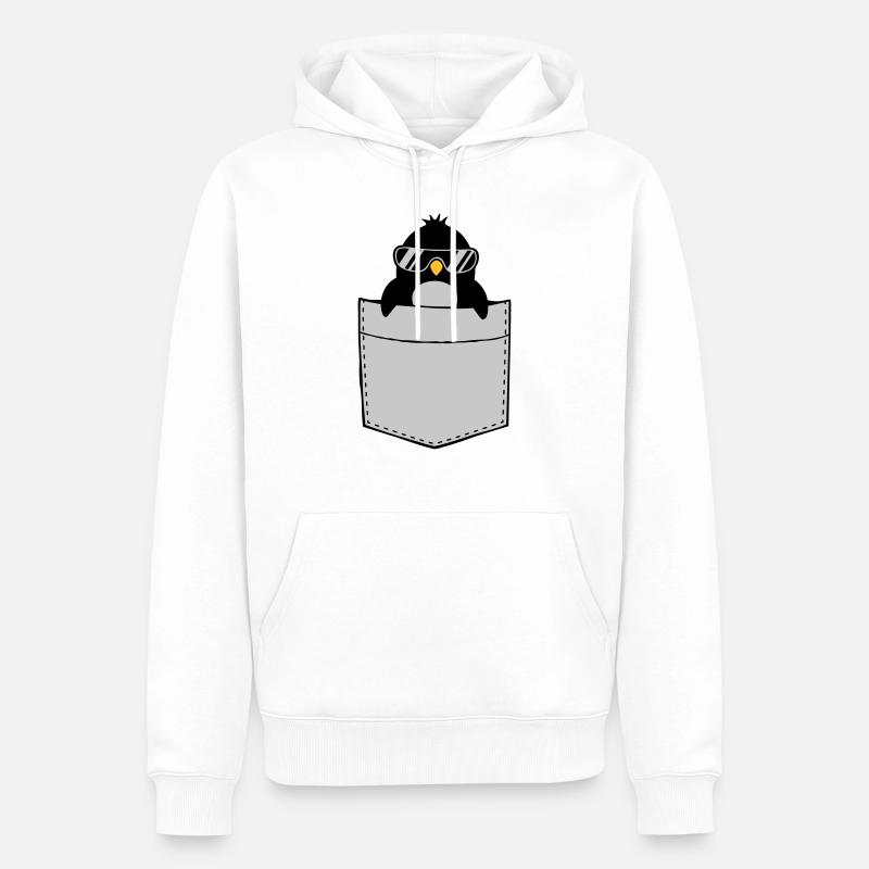 Pinguin Hemd Brusttasche - Männer Premium Bio Hoodie - Weiß