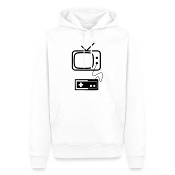 RETRO GAMING - Männer Premium Bio Hoodie - Weiß - Vorne - Nico (187cm)