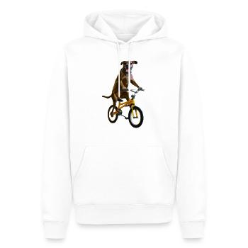 Dog Riding a Bicycle Funny Wearing Sunglasses Lab - Men’s Premium Organic Hoodie - white - Front - Nico (187cm)