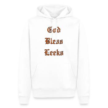 GodBlessLeeks - Men’s Premium Organic Hoodie - white - Front - Nico (187cm)