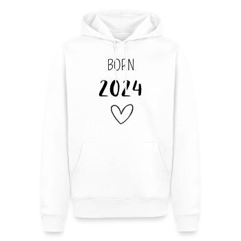 BORN 2024 - Männer Premium Bio Hoodie - Weiß - Vorne - Nico (187cm)
