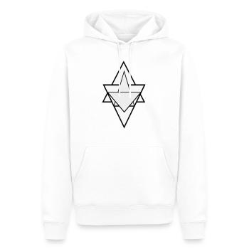 Dreieck Ilusion - Männer Premium Bio Hoodie - Weiß - Vorne - Nico (187cm)