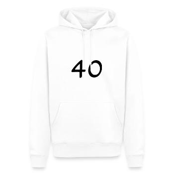40. 40 ANS. 40e ANNIVERSAIRE. ANNIVERSAIRE 40 ANS. - Sweat à capuche Premium bio Homme - blanc - Devant - Nico (187cm)