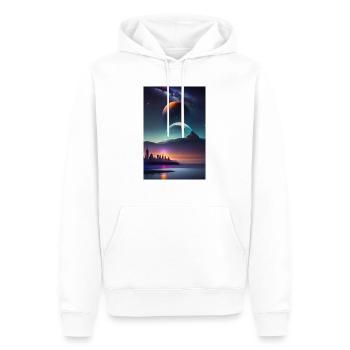 Paysage de New York avec pleine lune futuriste 1 - Sweat à capuche Premium bio Homme - blanc - Devant - Nico (187cm)