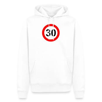 Verkehrsschild Geschwindigkeit Grenze 30 - Männer Premium Bio Hoodie - Weiß - Vorne - Nico (187cm)