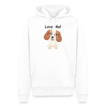 Chiot chien Cavalier King Charles Spaniel love me - Sweat à capuche Premium bio Homme - blanc - Devant - Nico (187cm)