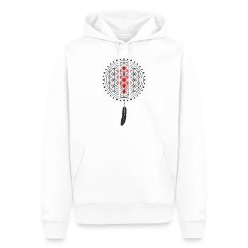 Série Spiritualisme Arbre de vie dans Fleur de vie - Sweat à capuche Premium bio Homme - blanc - Devant - Nico (187cm)