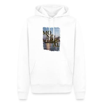 Paysage urbain de la nuit de port de Montréal - Sweat à capuche Premium bio Homme - blanc - Devant - Nico (187cm)