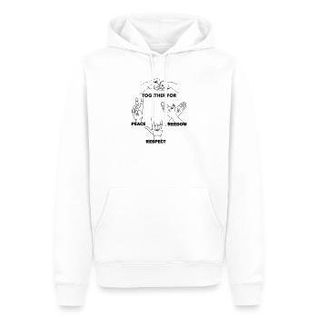 Ensemble pour la paix, la liberté et le respect - Sweat à capuche Premium bio Homme - blanc - Devant - Nico (187cm)