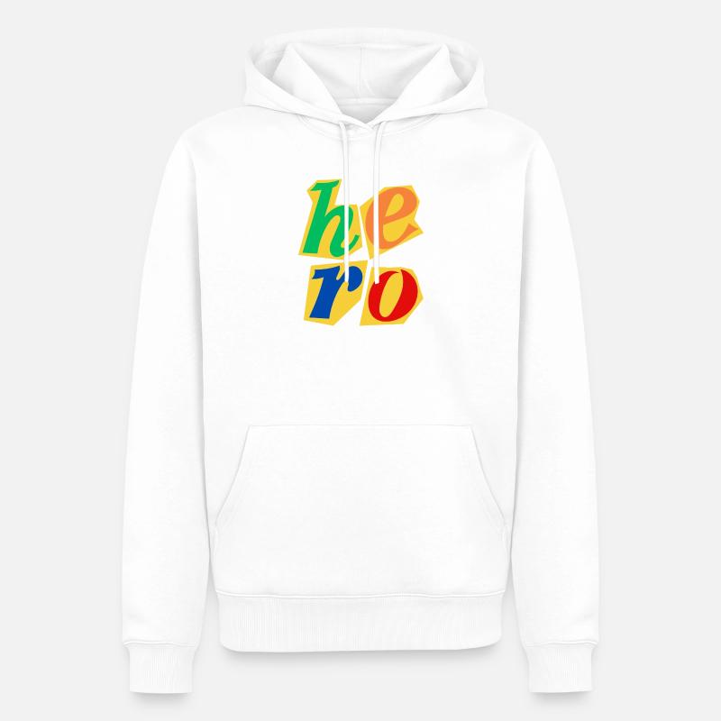 Conception de lettres majuscules Hero - Sweat à capuche Premium bio Homme - blanc