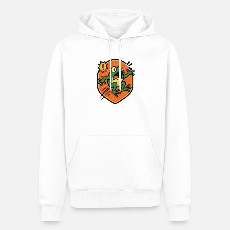 Panic Frog badge - Men’s Premium Organic Hoodie - white