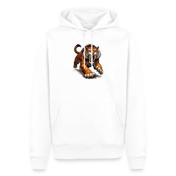 Comic Tiger Attack - Men’s Premium Organic Hoodie - white - Front - Nico (187cm)