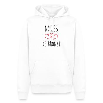 noces de bronze 22 ans d'amour - Sweat à capuche Premium bio Homme - blanc - Devant - Nico (187cm)